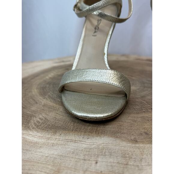 Via Spiga Gold Leather Open Toe Heels – Size 8M - Picture 6 of 11
